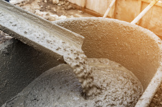 stock photo 87586137 pouring cement during for construction with with vintage tone